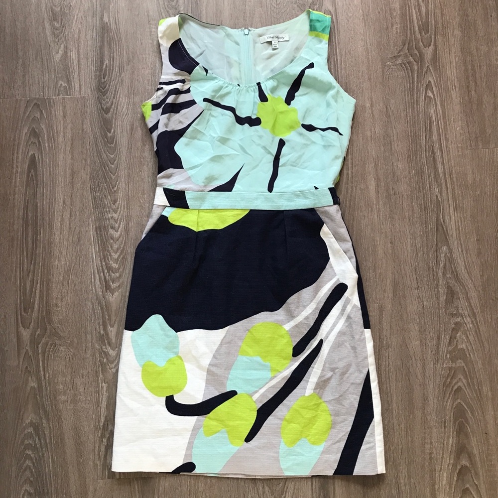 Beth Bowley Anthropologie Silk And Cotton Knee Dress, MCM, Sz 4